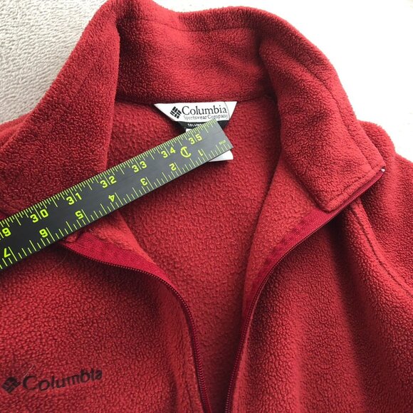 Columbia Womens Fleece Jacket Large Red Full Zip Mock Neck Outdoors Cozy Casual - Picture 5 of 16